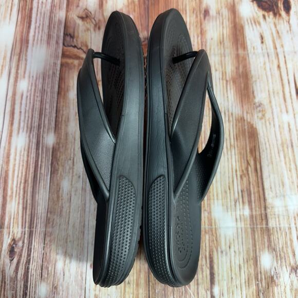 Crocs CLASSIC II Womens Size 9 Black Flip Flop Thong Sandals Shoes Mens Sz 7 - Picture 6 of 9